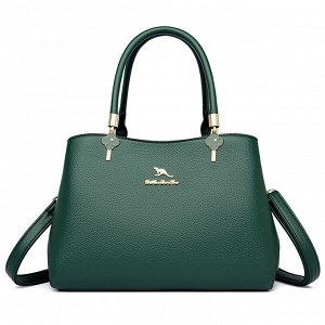 Женская повседневная сумка из эко кожи с металлическими элементами, цвет зеленый