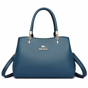 Женская повседневная сумка из эко кожи с металлическими элементами, цвет синий