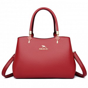 Женская повседневная сумка из эко кожи с металлическими элементами, цвет красный