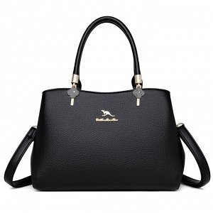 Женская повседневная сумка из эко кожи с металлическими элементами, цвет черный