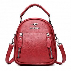 Женский рюкзак-сумка из эко кожи с декоративными молниями, цвет красный