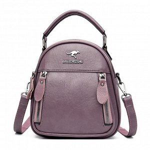 Женский рюкзак-сумка из эко кожи с декоративными молниями, цвет фиолетовый