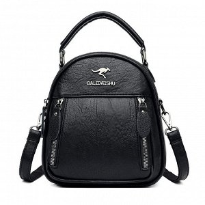 Женский рюкзак-сумка из эко кожи с декоративными молниями, цвет черный