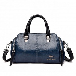Женская повседневная сумка из эко кожи с боковыми карманами, цвет синий