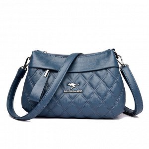 Женская сумка почтальонка из эко кожи с двумя ремешками и декоративным пуллером, цвет синий