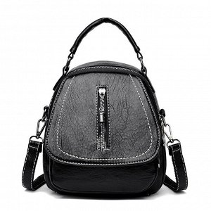 Женский рюкзак из эко кожи, рюкзак-сумка с металлическим пуллером, цвет черный