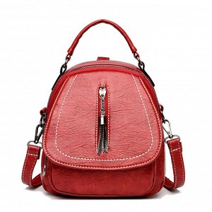 Женский рюкзак из эко кожи, рюкзак-сумка с металлическим пуллером, цвет красный