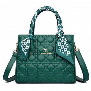 Женская повседневная сумка из эко кожи с перфорацией и лентой на ручке, цвет зеленый