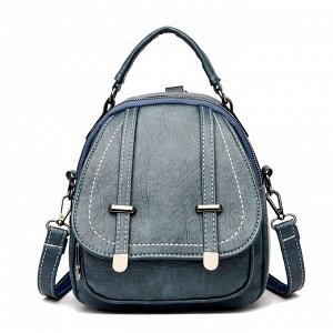 Женский рюкзак из эко кожи, рюкзак-сумка с декоративными пряжками, цвет синий