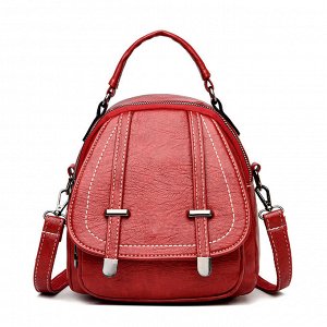 Женский рюкзак из эко кожи, рюкзак-сумка с декоративными пряжками, цвет красный