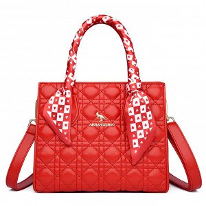 Женская повседневная сумка из эко кожи с перфорацией и лентой на ручке, цвет красный