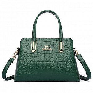 Женская повседневная сумка из эко кожи с перфорацией и металлическими элементами, цвет зеленый