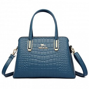 Женская повседневная сумка из эко кожи с перфорацией и металлическими элементами, цвет синий