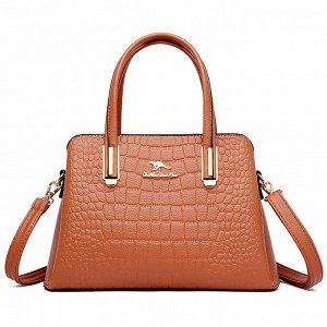 Женская повседневная сумка из эко кожи с перфорацией и металлическими элементами, цвет оранжевый