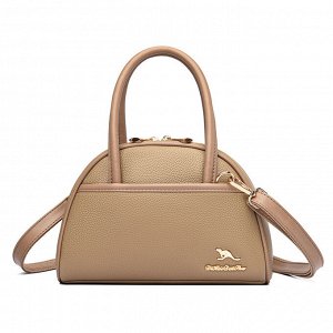 Женская повседневная сумка из эко кожи с декоративно удлиненными ручками и боковым карманом, цвет бежевый