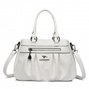 Женская повседневная сумка из эко кожи, с боковым карманом и складками, цвет белый