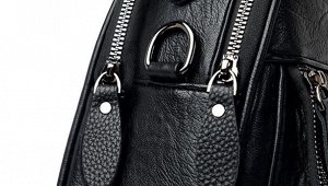 Женский рюкзак-сумка из эко кожи с декоративными молниями, цвет коричневый