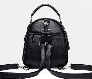 Женский рюкзак-сумка из эко кожи с декоративными молниями, цвет черный