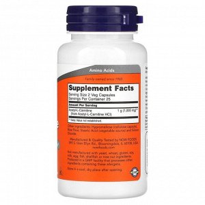 L-карнитин NOW Acetyl L-Carnitine 500 мг - 50 капс.