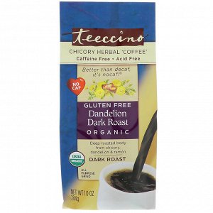 Teeccino, Органический травяной кофе&amp - quot -  из цикория, одуванчик темной обжарки, без кофеина, 10 унц. (284 г)&amp - quot