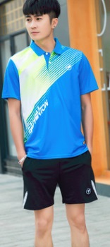 Мужской спортивный костюм: футболка-поло + шорты Цвет футболки: СИНИЙ