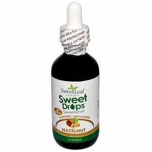 Wisdom Natural, SweetLeaf, Жидкая стевия, Сладкие капли, Фундук, 2 жидких унции (60 мл)