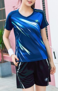 Женский спортивный костюм: футболка-поло + шорты (возможна замена на юбку) Цвет: ТЕМНО-СИНИЙ С ЧЕРНЫМ