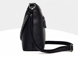 Женская сумка почтальонка из эко кожи с регулируемым ремешком и цепочкой, цвет серый