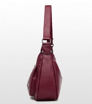 Женская мягкая сумка почтальонка из эко кожи с широким ремешком, цвет винный