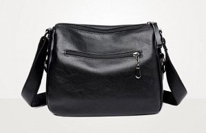 Женская мягкая сумка почтальонка из эко кожи, с широким ремешком и накладным карманом, цвет синий