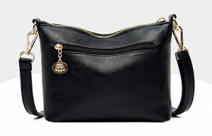 Женская мягкая сумка почтальонка из эко кожи, с боковым карманом и металлическими пуллерами, цвет темно-синий