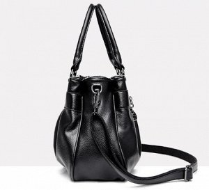 Женская повседневная сумка из эко кожи, с боковым карманом и складками, цвет серый