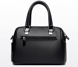 Женская повседневная сумка из эко кожи с декоративным металлическим элементом, цвет черный