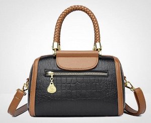 Женская повседневная сумка из эко кожи с перфорацией, цвет черный