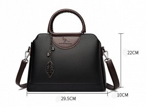 Женская повседневная сумка из эко кожи с металлическим брелоком, цвет черный