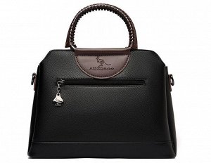 Женская повседневная сумка из эко кожи с металлическим брелоком, цвет черный