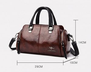 Женская повседневная сумка из эко кожи с боковыми карманами, цвет красно-коричневый