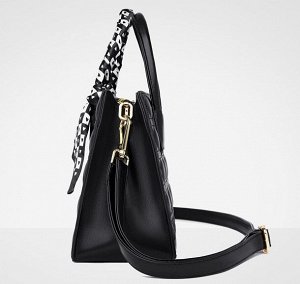 Женская повседневная сумка из эко кожи с перфорацией и лентой на ручке, цвет черный