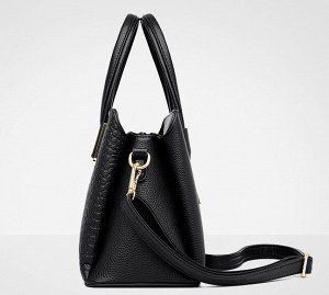 Женская повседневная сумка из эко кожи с перфорацией и металлическими элементами, цвет черный