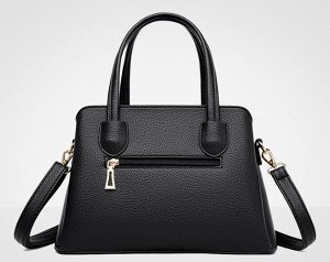 Женская повседневная сумка из эко кожи с перфорацией и металлическими элементами, цвет черный