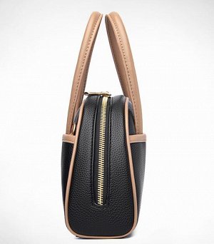 Женская повседневная сумка из эко кожи с декоративно удлиненными ручками и боковым карманом, цвет серый