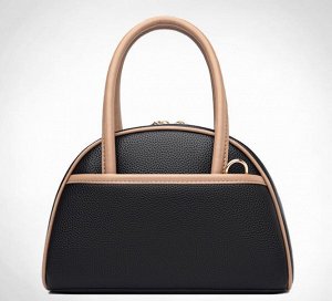 Женская повседневная сумка из эко кожи с декоративно удлиненными ручками и боковым карманом, цвет черный