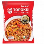 Лапша сублимированная SamYang Topokki Ramen Hot Chicken Noodle Soup, острая со вкусом курицы, 80гр.