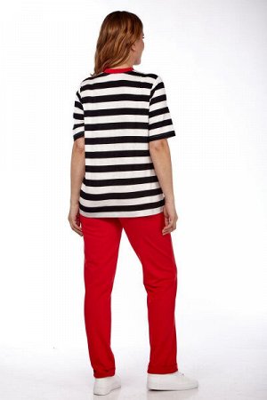 Брюки, футболка  Michel chic 1338 черный-белый-красный