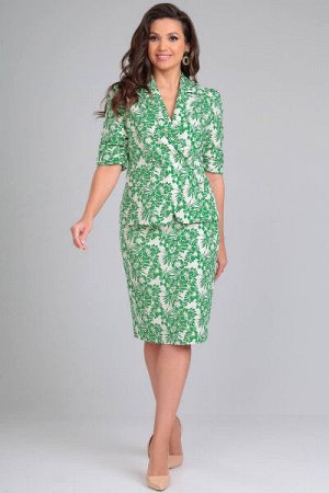 Жакет, юбка  LeNata 22312 зеленые-цветы
