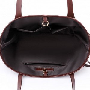 Женский комплект сумок "2 в 1" из эко кожи с принтом из лоскутов, цвет принта коричневый, красный