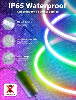 Двусторонняя светодиодная лента IC LED RGB LIGHT STRIP мультиколор, контрллер, 220V, 10м, IP65