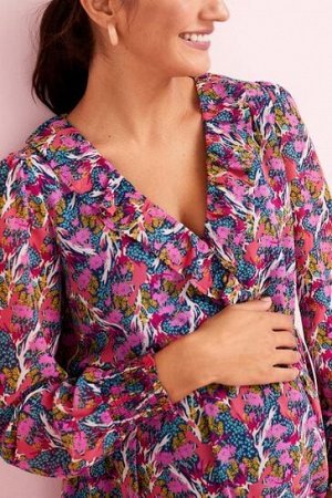 Платье миди с разноцветным цветочным принтом и запахом спереди (для беременных)