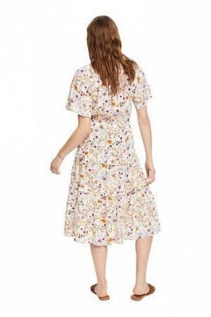 Платье с цветочным принтом Esprit, бежевое