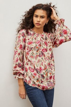 Natural - блузка с цветочным принтом и декоративными узлами.